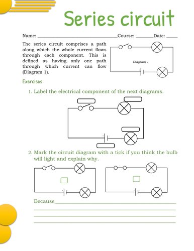 Series circuits - Worksheet - Quiz
