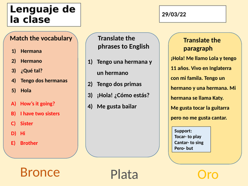 Classroom Language (Year 7 Spanish) | Teaching Resources