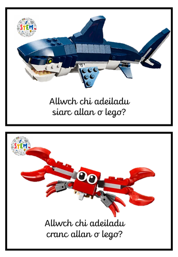 Cardiau Lego Creaduriaid y Mor