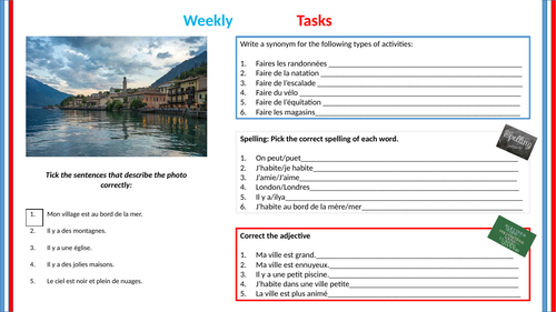 French Retrieval Task: My region GCSE/KS3