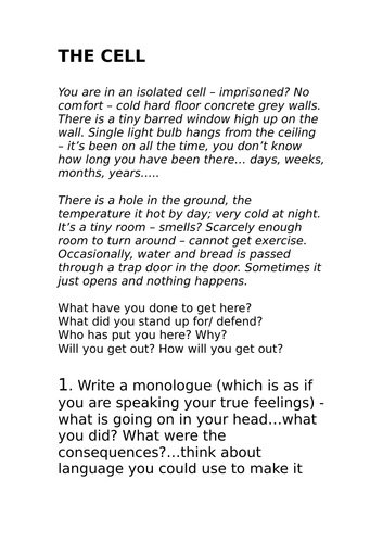 'The Cell'  -Monologue preparation