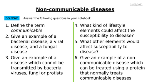 AQA GCSE Biology - B7 Non-Communicable Diseases - PowerPoint pack