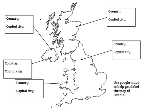 British Map - Countries and Capital Cities