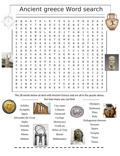 Ancient Greece Word Search Puzzle