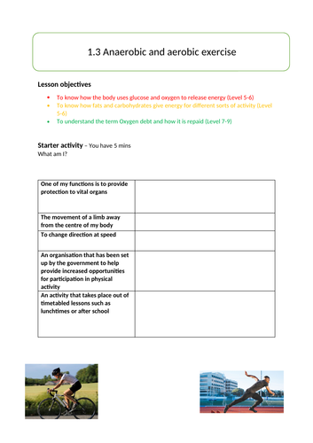 GCSE PE Aerobic and Anaerobic respiration