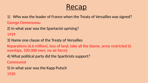 Challenges of 1923- Edexcel Weimar and Nazi Germany GCSE