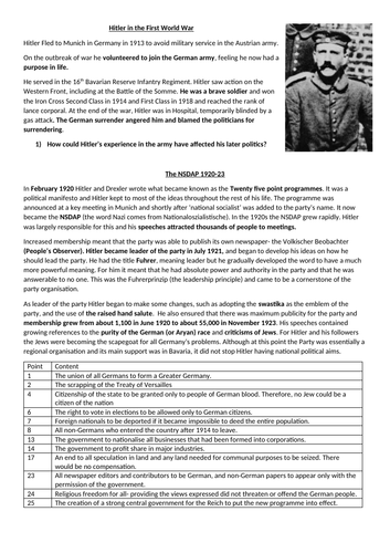Early Nazi Party- Edexcel Weimar and Nazi Germany GCSE