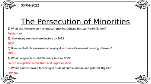 Persecution of the Jews- Edexcel Weimar and Nazi Germany GCSE