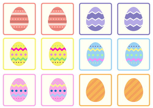 Easter Match the Egg Pairs Card Game. Fun Primary School Easter Egg Lesson Filler x18