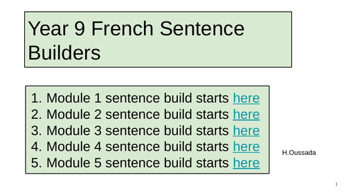 Studio 3 Rouge sentence builders (Modules 1-5)