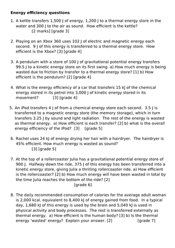 Edexcel CP3b Energy Efficiency KS4 Lesson