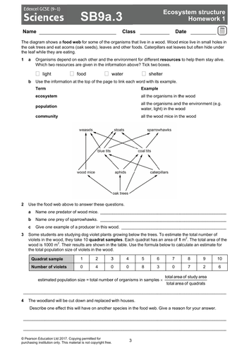 Edexcel CB9a Ecosystems KS4 Lesson