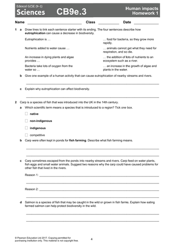 Edexcel CB9e Biodiversity & Humans