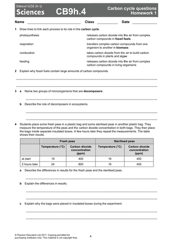 Edexcel CB9h The Carbon Cycle KS4 Lesson