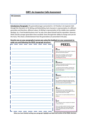 An Inspector Calls Assessment DIRT Lesson (generational gap)