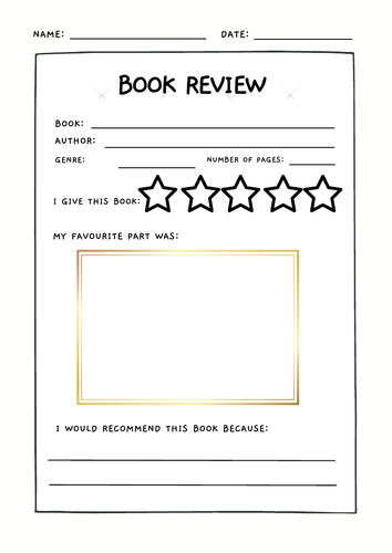 book review template for year 2