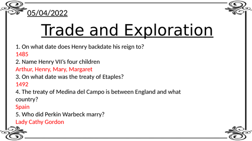 Henry VII Trade, Economy and Exploration- AQA Tudors A level