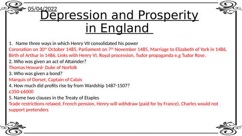 Henry VII Economy- AQA Tudors A level