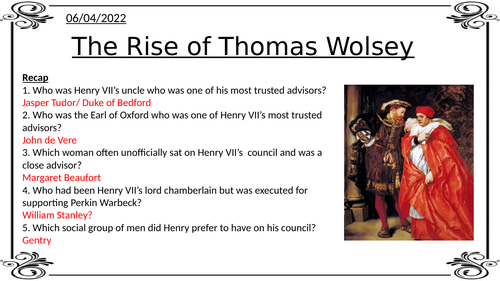 Wolsey's Rise to Power- AQA Tudors A level