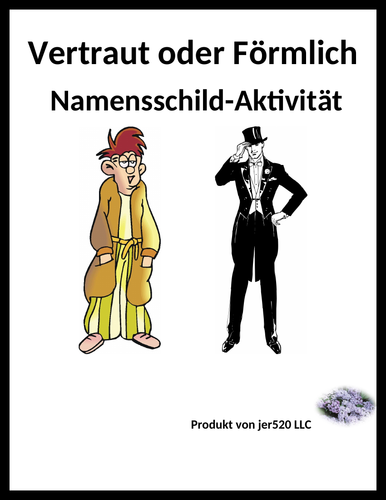 Vertraut oder Förmlich (Familiar vs Formal in German) Nametag Activity