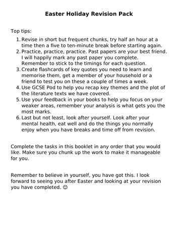 AQA Language and Literature Revision Booklet