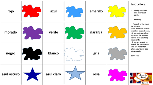 Spanish colours games