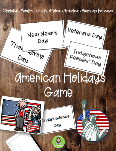 American holidays quiz cards / game