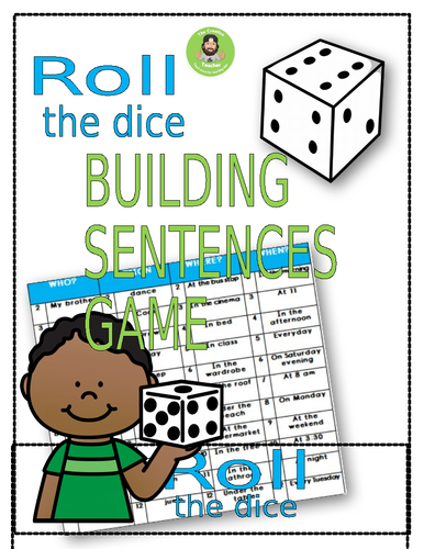 Roll the dice to build sentences game