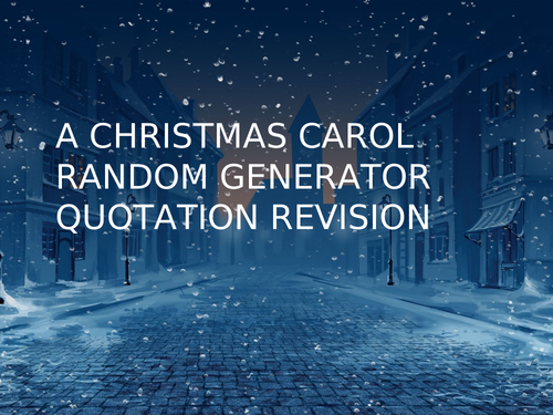 A Christmas Carol Quotation Random Generator