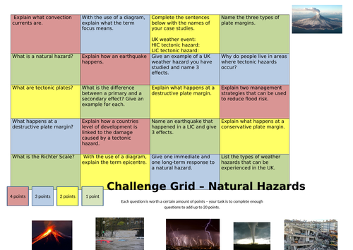 Challenge Grid - Natural Hazards | Teaching Resources