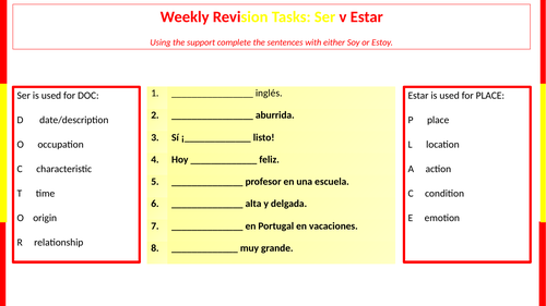 Spanish SER and ESTAR