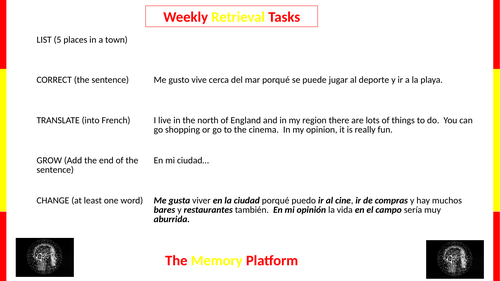 Spanish retrieval task -memory platform my town/region