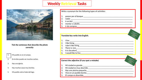 GCSE/KS3 -Spanish retrieval task -region and local area