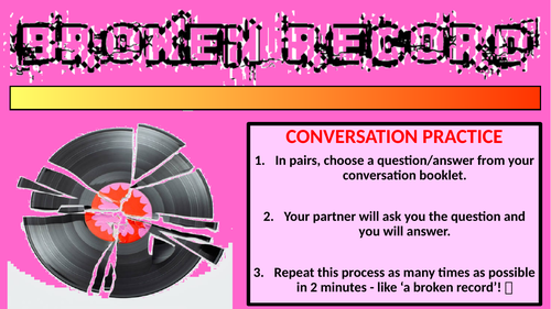 Broken Record Template- speaking practice for GCSE Languages