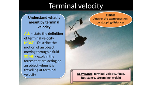 Understand what is meant by terminal velocity | Teaching Resources
