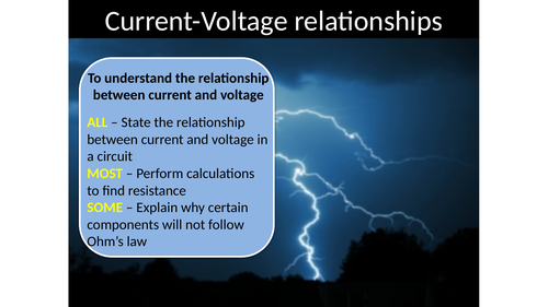 Current, voltage relationships - understand the relationship between current and voltage