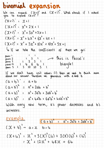 Binomial Expansion Notes (IGCSE Cambridge Additional Mathematics)