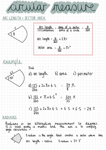 Circular Measure Notes (IGCSE Cambridge Additional Mathematics)