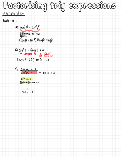 Factorising Trigonometric Expressions (IGCSE Cambridge Additional Mathematics)