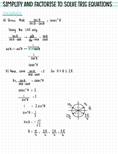 Simplify and Factorise Trig Expressions Notes (IGCSE Cambridge Additional Mathematics)