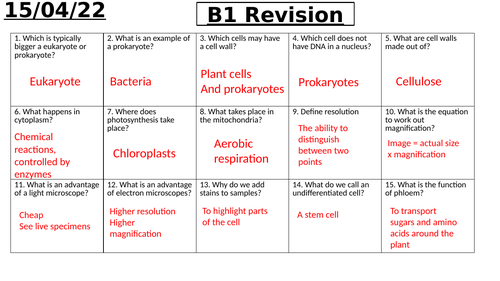 B1 triple biology revision