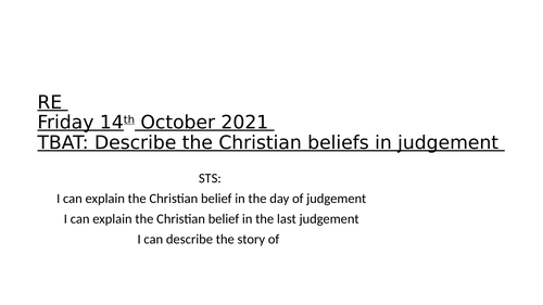 KS2 RE Christian belief in judgement (parable)