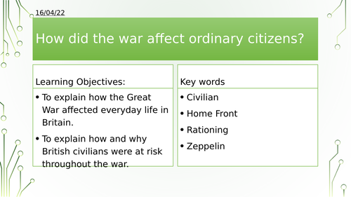 Year 8/9: How did the war affect ordinary citizens?