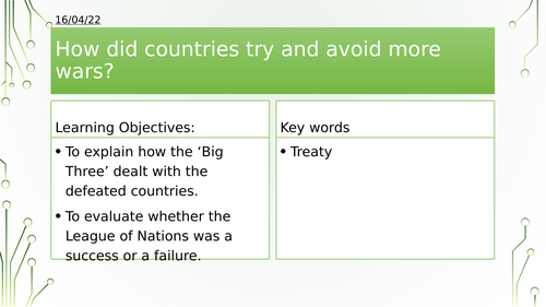 Year 8/9: How did countries try to avoid more wars?