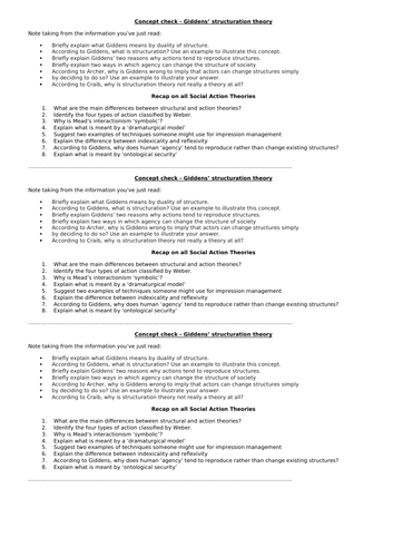 AQA A Level Sociology - Giddens' Integrated Approach