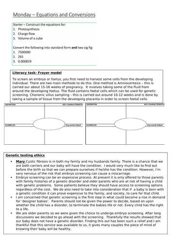 Genetic testing worksheet