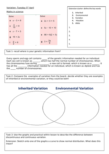 Inherited and environmental variation