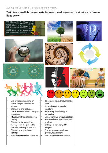 AQA Language Paper 1 Question 3 Revision Activities