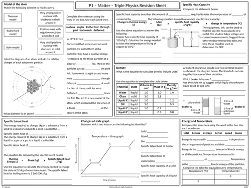 OCR Gateway GCSE Physics P1 Revision Mat