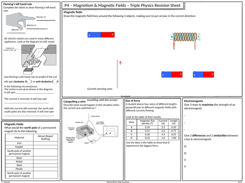 OCR Gateway GCSE Physics P4 revision mat